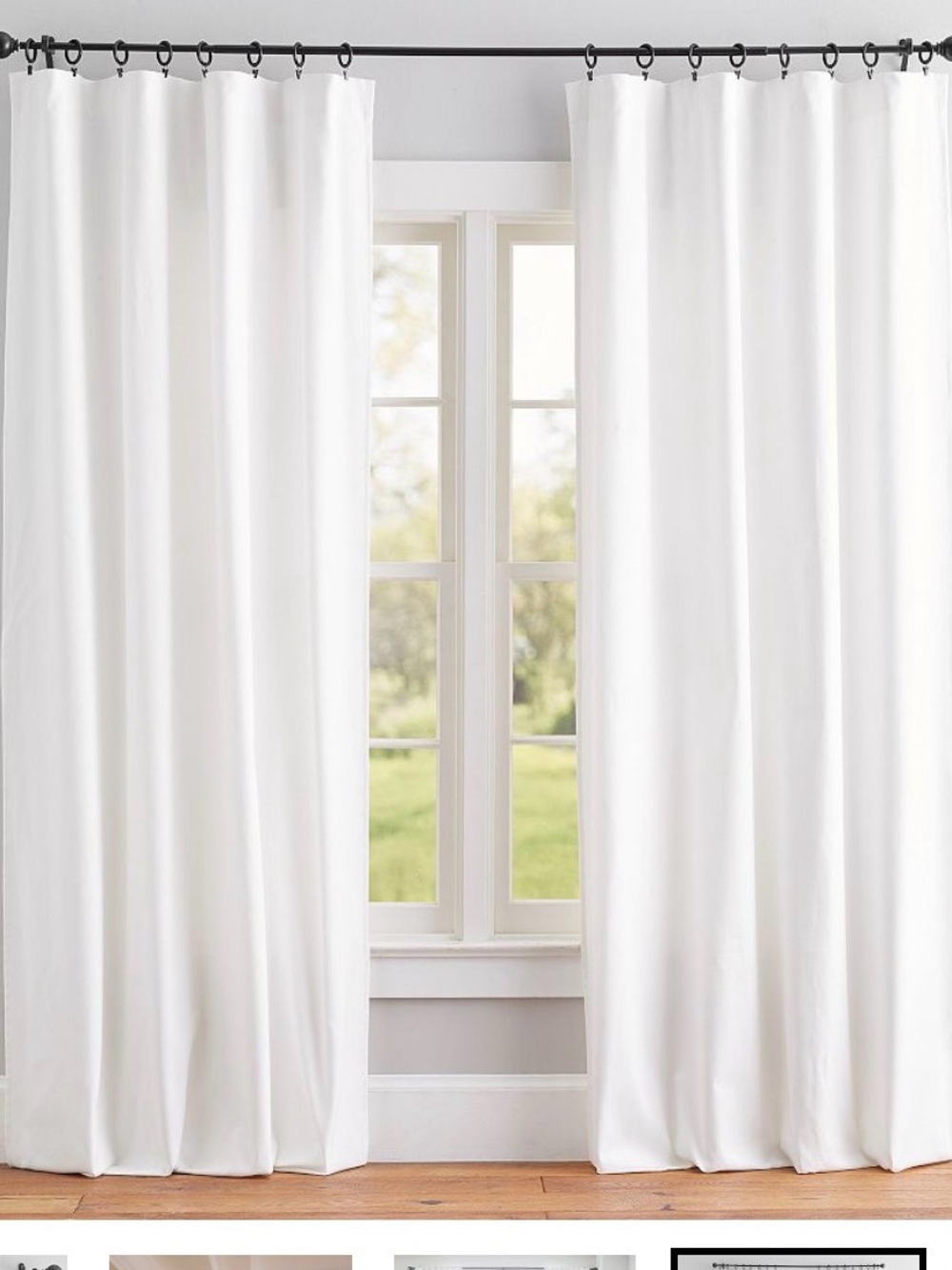 Pottery Barn white curtains. 2 in 1 pole top Broadway 50x84 NWT